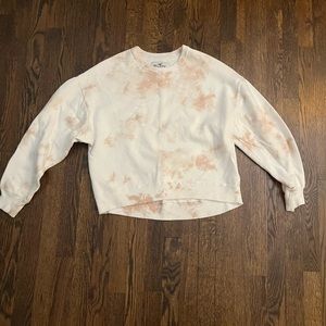 hollister pink and white tie-dye crewneck